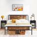 3-Pieces Bedroom Set Rustic Brown Platform Bed Frame and 1-Drawer Nightstands Set of 2