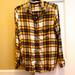 American Eagle Outfitters Tops | America Eagle Woman Amazing Soft Flannel Long Sleeve Plaid Boyfriend Fit Shirt | Color: Black/Yellow | Size: S