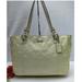 Coach Bags | Coach East West Galaxy Tote Signature C Yellow Patent Leather Tote Bag | Color: Cream | Size: Os