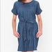 Anthropologie Dresses | Mo:Vint New York From Anthropologie Cotton & Linen Denim Belted Dress - Large | Color: Blue | Size: L
