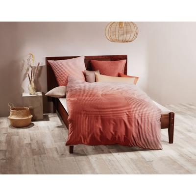 Bettwäsche KAEPPEL "Master", orange (terra), B/L: 200cm x 200cm, 2 St., Mako-Satin, B/L: 80cm x 80cm & 80cm x 80cm, Mako-Satin, Obermaterial: 100% Baumwolle, Bettwäsche, mit Karomuster Image
