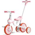 FAYDUDU 5 in 1 Toddler Bike Baby Trike with Parent Handle Bike for 2 Year Old Kids Tricycles for 2-4 Year Old Birthday Gift & Toys for Boy & Girl, Balance Training, Removable Pedals (Pink)