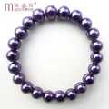 NavidadfnPG-Bracelet de perles violettes pour femme bijoux pour mère et enfants qualité fine 8mm