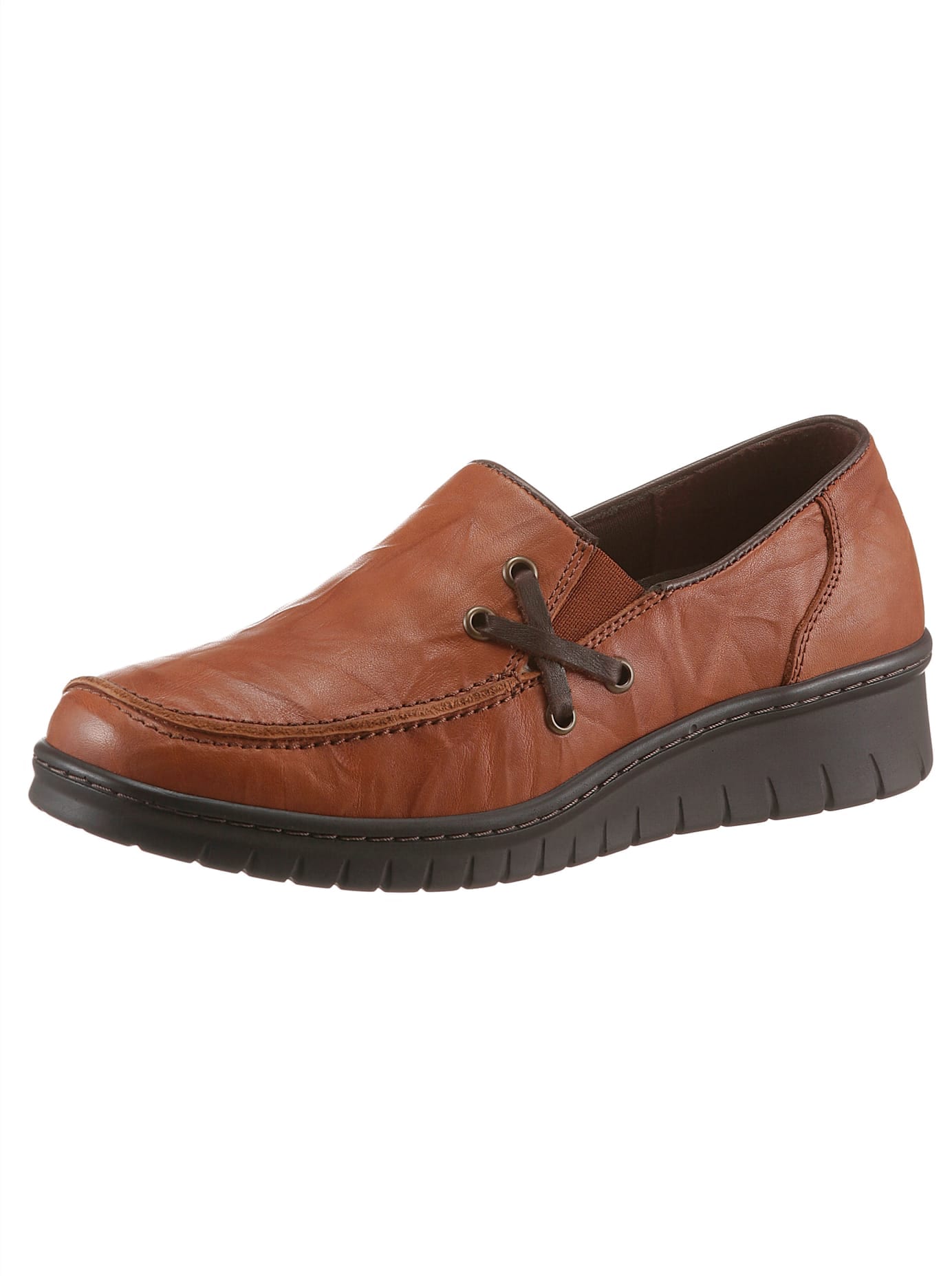 Slipper LORETTA, Damen, Gr. 38, braun (cognac), Leder, Schuhe Slipper