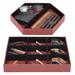 Set of 2 Faux Leather Valet Tray for Men, Customizable Catch All Trays for Keys, Wallet, Watch (2 Shapes, Red)