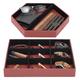 Set of 2 Faux Leather Valet Tray for Men, Customizable Catch All Trays for Keys, Wallet, Watch (2 Shapes, Red)