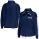 Women's WEAR by Erin Andrews College Navy Seattle Seahawks Logo Stripe Half-Zip Top