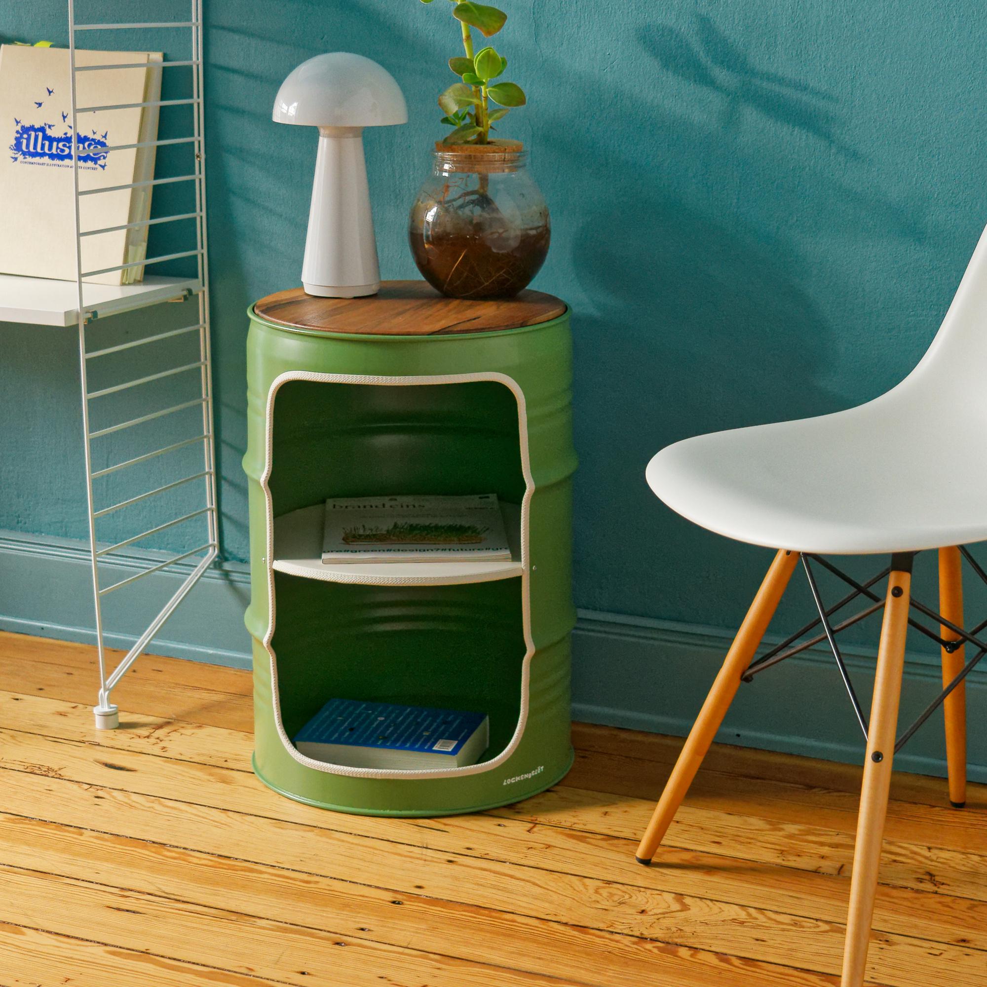 Nachttisch aus Ölfass | Handgemacht in Hamburg | Industrial Design | Beistelltisch | Neue Farben