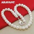 Aravant-Colliers de la présidence en argent 925 pour femmes perle blanche bijoux fantaisie