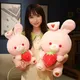 Oreiller en peluche Harvey Rabbit Kawaii pour filles poupées lapin roses coussin animal doux