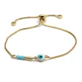 Bracelet Rempli d'Or 14K pour Femme et Fille Clip Extensible Porte-Bonheur Turquoise Mauvais Œil