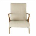 Fauteuil de salon en chêne et assise en lin beige - L66 cm