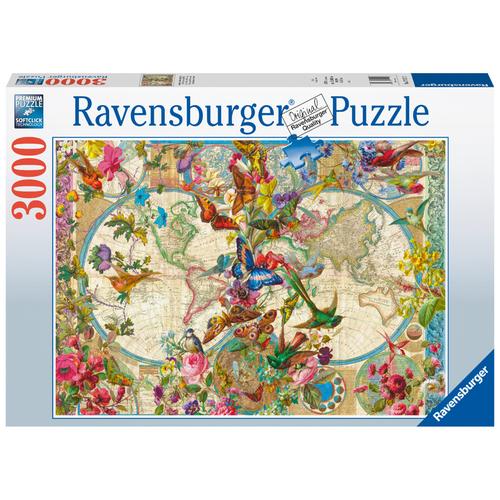 Weltkarte Mit Schmetterlingen (Puzzle)