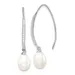 Belk & Co Sterling Silver Rhodium-Plated 7-8Mm Rice Freshwater Cultured Pearl Cubic Zirconia Threader Earrings, White