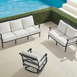 Carlisle 3-pc. Sofa Swivel Set in Onyx Finish - Sofa Set with Swivel Lounge Chair, Sailcloth Cobalt with Natural Piping, One Swivel Lounge Chair in Sailcloth Cobalt with Natural Piping - Frontgate