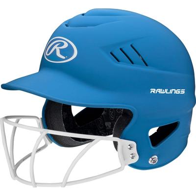 Rawlings Coolflo Highlighter Batting Helmet with Softball Facemask Neon Columbia Blue