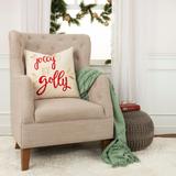 Rizzy Home Red/Gold Jolly by Golly Throw Pillow