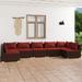 vidaXL 7 Piece Patio Lounge Set with Cushions Poly Rattan Brown - 27.6" x 27.6" x 24" - 27.6" x 27.6" x 24"