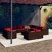 vidaXL Patio Lounge Set with Cushions Brown Poly Rattan - 27.6" x 27.6" x 24" - 27.6" x 27.6" x 24"
