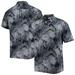 Men's Tommy Bahama Black Miami Hurricanes Coast Luminescent Fronds IslandZone Button-Up Camp Shirt