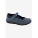 Extra Wide Width Women's Rose Mary Jane Flat by Drew in Navy Foil Leather (Size 5 1/2 WW)