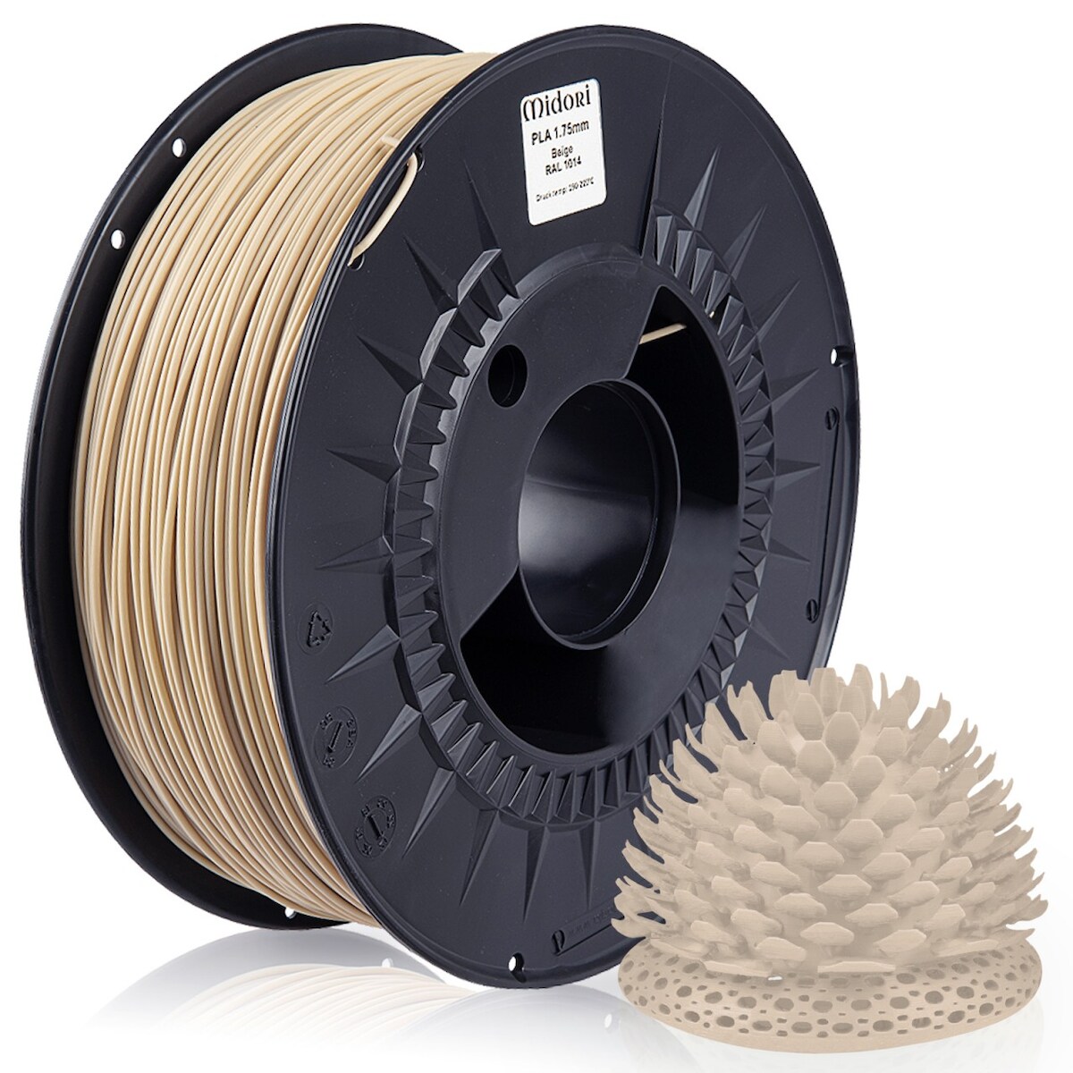 2 x MIDORI® 3D Drucker 1,75mm PLA Filament 1kg Spule Rolle Premium Beige RAL1014 Image