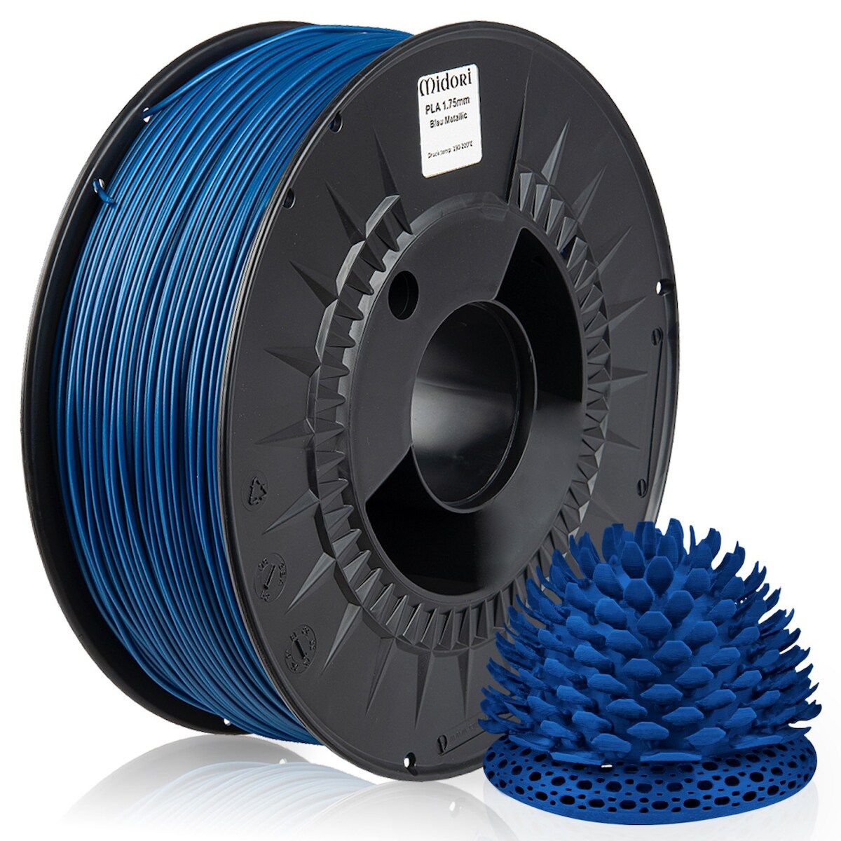 5 x MIDORI® 3D Drucker 1,75mm PLA Filament 1kg Spule Rolle Premium Blau Metallic Image