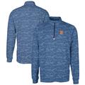 Men's Cutter & Buck Navy Syracuse Orange Big Tall Traverse Camo Print Stretch Quarter-Zip Pullover Top