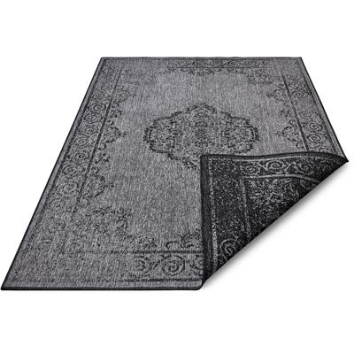 Teppich NORTHRUGS "CEBU Wendeteppich", blau (nachtblau, silberfarben), B:200cm H:5mm L:290cm, Polypropylen (PP), Teppiche, In-& Outdoor, Wetterfest, Balkon, Wohnzimmer, Wasserfest, Orientalisch