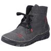 Winterboots RIEKER, Damen, Gr. 36, grau, Lederimitat, Textil, sportlich, Schuhe, Schnürboots, Stiefelette, Casual-Boots mit softem Schaftrand