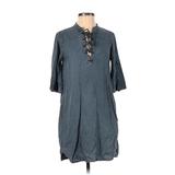 Cloth & Stone Casual Dress - Shift: Blue Solid Dresses - Women's Size X-Small Petite