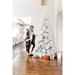 The Holiday Aisle® 90" H Full Artificial Green Flocked Christmas Tree w/ 400 Lights LED in White | 4.25 W in | Wayfair