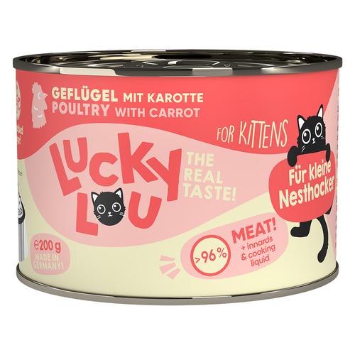 Sparpaket: 24x200g Lucky Lou Lifestage Kitten Geflügel Katzenfutter nass