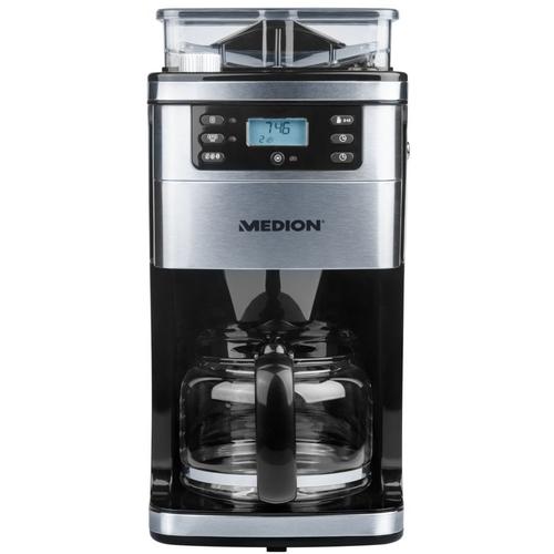 "MEDION Kaffeemaschine mit Mahlwerk ""MD 15486"" Kaffeemaschinen 8 Mahlstufen Gr. 1,5 l, 12 Tasse(n), silberfarben Kaffeemaschine mit Mahlwerk"