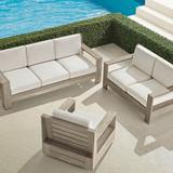 St. Kitts 3-pc. Sofa Swivel Set In Weathered Teak - Sofa with Two Swivel Lounge Chairs, Glacier, Two Swivel Lounge Chairs in Glacier - Frontgate