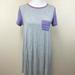 Lularoe Dresses | Lularoe Xs Carly Dress Heather Gray Pink Blue Stripe Sleeves Pocket Cottony | Color: Blue/Gray/Pink | Size: Xs