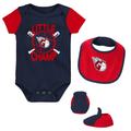 Newborn & Infant Navy/Red Cleveland Guardians Little Champ Three-Pack Bodysuit Bib Booties Set