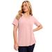 Plus Size Women's Short-Sleeve V-Neck One + Only Tee by June+Vie in Soft Blush (Size 22/24)