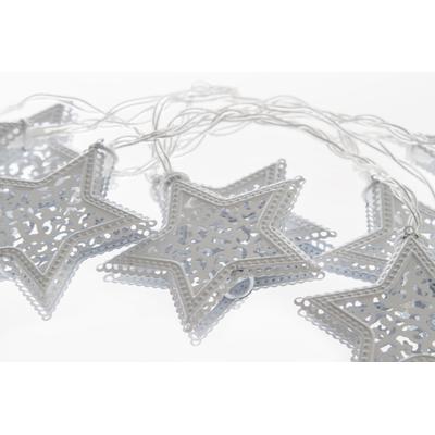 Dekoobjekt "Weihnachtsdeko", silber (silberfarben), Ø, MYFLAIR MÖBEL & ACCESSOIRES, Dekofiguren, LED-Lichterkette mit Sternen, mit 10 LEDs, Länge ca. 200 cm Image
