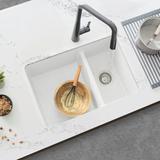 STYLISH 27 inch Double Bowl 60/40 Dual Mount Composite Granite Kitchen Sink | 9.5 H x 27.25 W x 18.38 D in | Wayfair S-827H