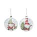 Transpac Glass 4.5 in. Multicolored Christmas Painted Gnome Round Ornament Set of 2