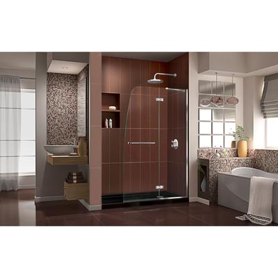 Dreamline DreamLine Aqua Ultra 30 inch D x 60 inch W x 74 3/4 inch H Frameless Hinged Shower Door in Chrome with Right Drain Black Shower Base Kit DL-6520R-88-01