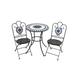 HomeView Design 30 in. & 36 in. H Round Ceramic Tile/Metal Outdoor Diamond Patterned Table & Chairs Bistro Set (Set of 3)