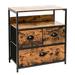 17 Stories Bedside Table w/ 3 Drawers, Dresser w/ Storage Shelf, Bedside Table/Closet Organizer, Antique Fabric Sheet Bin & Wooden Top For Bedroom | Wayfair