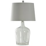 Incognito Table Lamp - Seeded Clear Glass Finish - White Hardback Shade