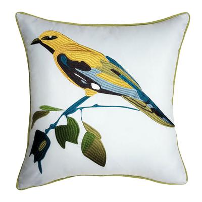 Edie @ Home Indoor/Outdoor Bold Embroidered Bird Decorative Throw Pillow 18X18, Leaf Multi by Edie@Home in Leaf Multi