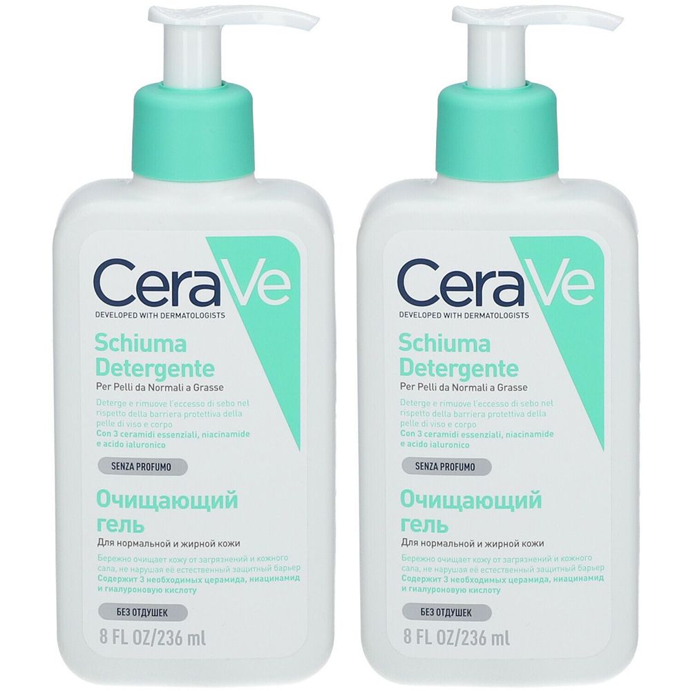 CeraVe Schiuma Detergente Viso Pelle Grassa Seboregolatrice 2x236 ml