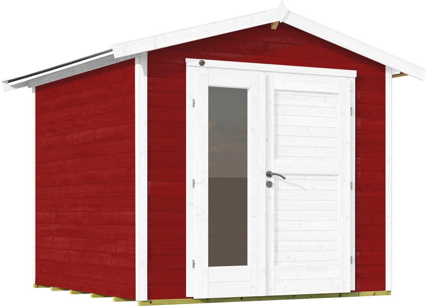 Gartenhaus WEKA "224 A", rot (rot, weiß), Fußboden im Gartenhaus, ohne Dacheindeckung, Holzwerkstoff, Gartenhäuser Image