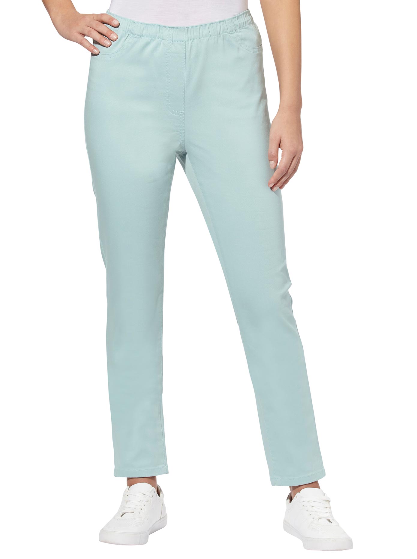 Jeansjeggings CLASSIC BASICS, Damen, Gr. 22, Kurzgrößen, grün (mint), 98% Baumwolle, 2% Elasthan, unifarben, lang, Jeans