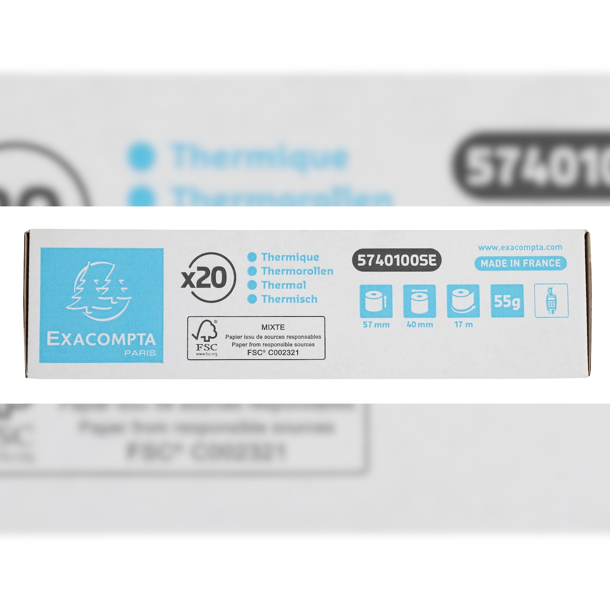 Exacompta 5740100SE 120x Thermorolle 1-lagig 55g/m2 57x17mx12 - Weiß Image